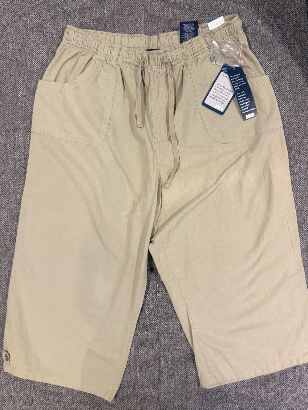 Women’s Elastic Drawstring Hybrid Shorts in Light Tan